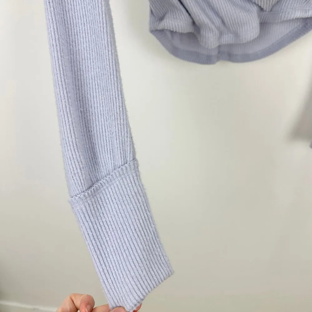 Free People Hold Me Close Wrap Top Long Sleeve Ribbed Balletcore Pilates XS NWT - Image 9