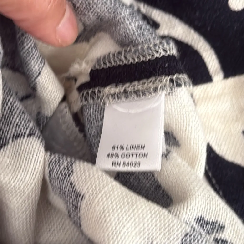 Banana Republic Navy and White Floral Button Down Mini Dress 6 Linen Casual - Image 6