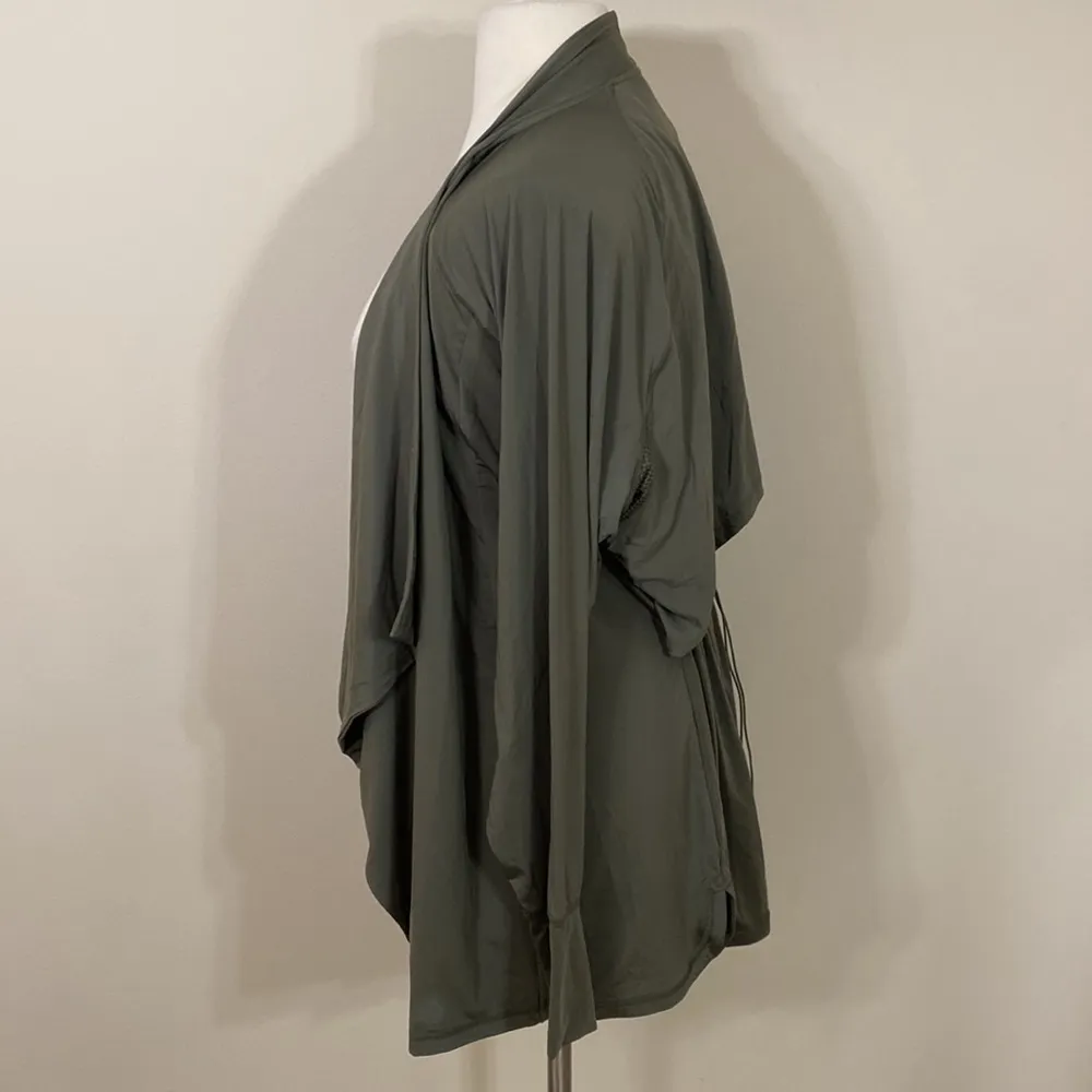 Zuda ZSol Drape Front Cardigan in olive green Size 3X - Image 5