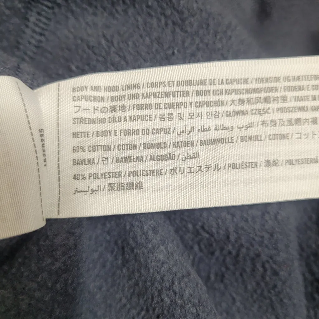 Abercrombie & Fitch Navy Blue Hoodie Sweatshirt XS Cropped Fit Striped Sleeve - Image 9