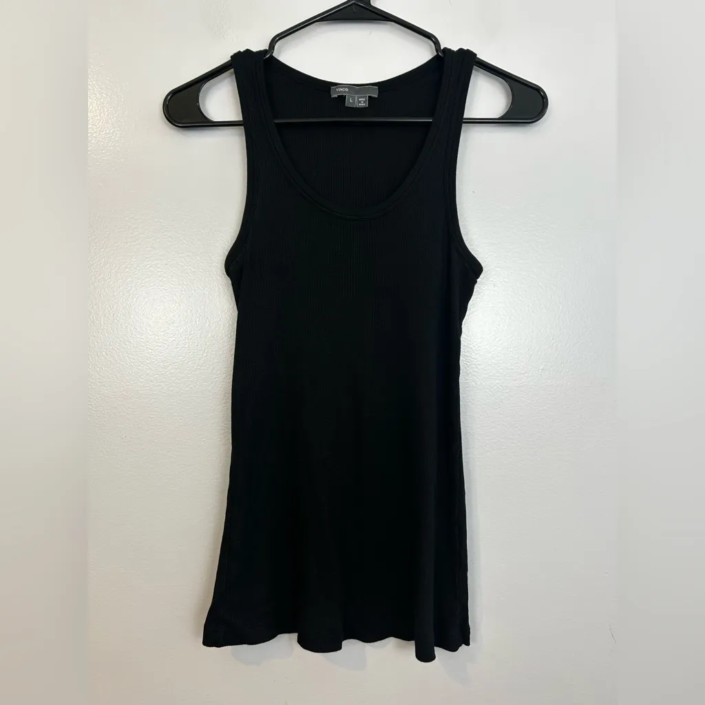 Vince Lot Grey V-Neck Short Sleeve Top & Black Ribbed Tank Top Size Large - Image 2