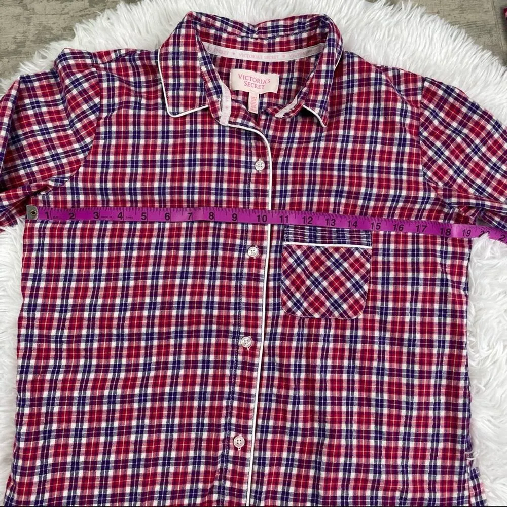 Victoria's Secret Flannel Pajama Top Metallic Thread Long Sleeve Women's Small - Image 6