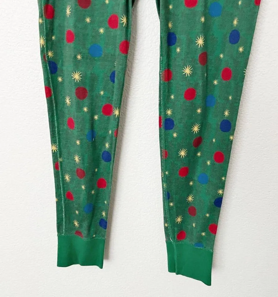 [Hanna Andersson] Green Christmas Ornaments Pajama Jogger Pants Size Medium M - Image 4