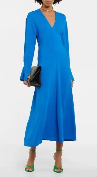 Victoria Beckham Cady Fit & Flare Midi Dress in Blue, NWT, Size 2 Retail $1,250 - Image 1