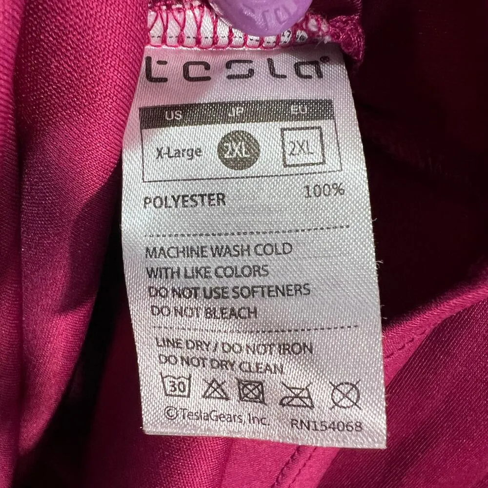 Tesla T Shirt Women's Fitted 2XL Raspberry V Neck Spell Out Chest Short Sleeve - Image 5