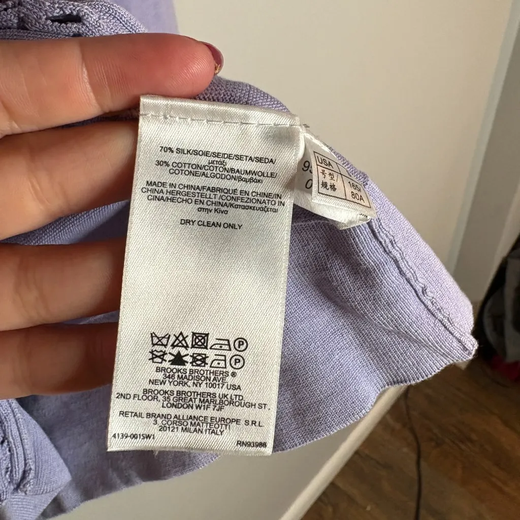 Brooks Brothers lavender periwinkle silk blend cardigan sweater - Image 4