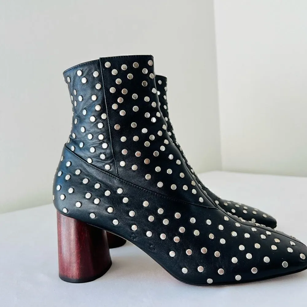 HELMUT LANG BLACK STUDDED BOOTIES-RETAILS FOR $895. - Image 7