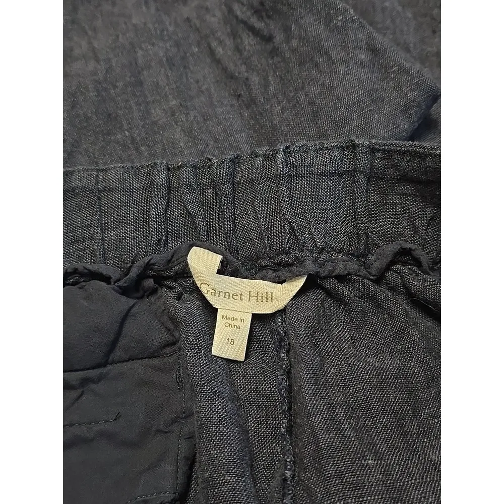 Garnet Hill Pants Linen Trousers Size 18 Straight Leg Indigo Blue Flax Lagenlook - Image 5