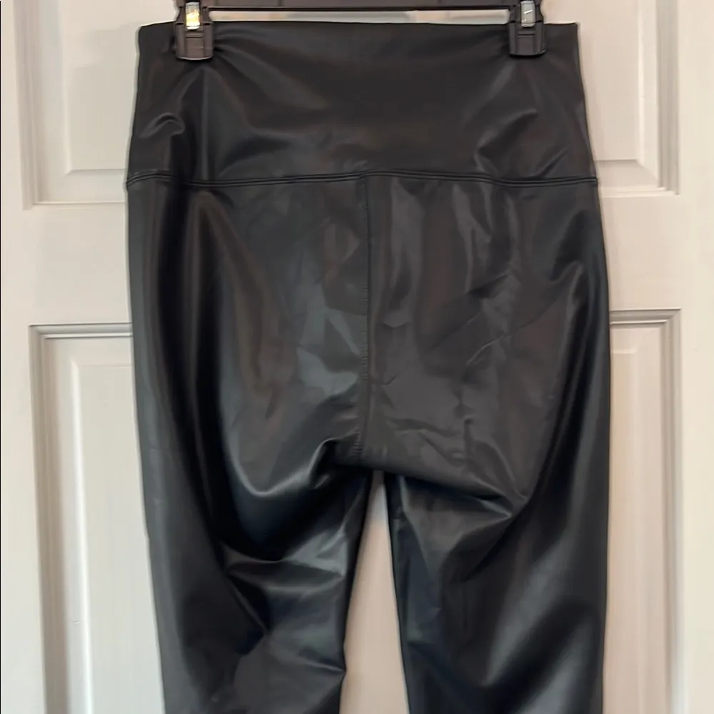 NWOT Amazon Sleek Black Faux Leather High Waisted Leggings - Size Large - Image 8