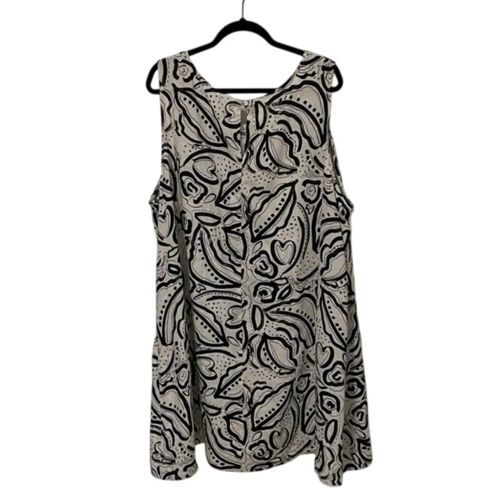 C&C California Linen Black & White Floral Pullover Dress Womens Size 3X - Image 6