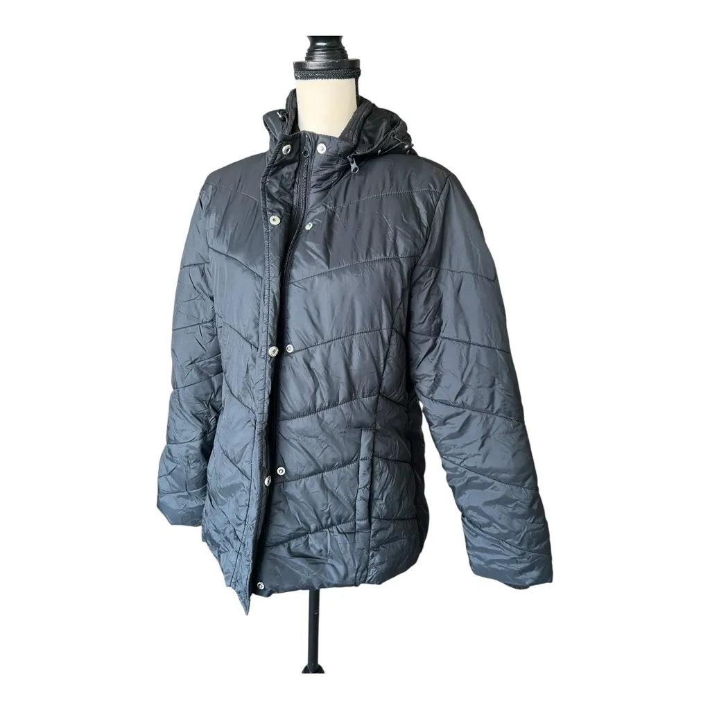 Faded Glory Women's Hooded Black Puffer Jacket Size M - Image 5