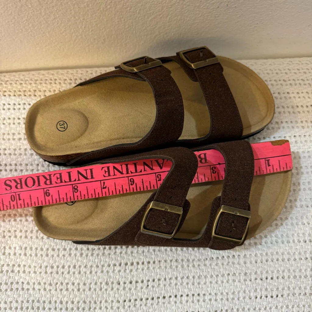 New. Women brown Summer Sandals Stylish Cork Strap Adjustable Buckle Size 6 - Image 10