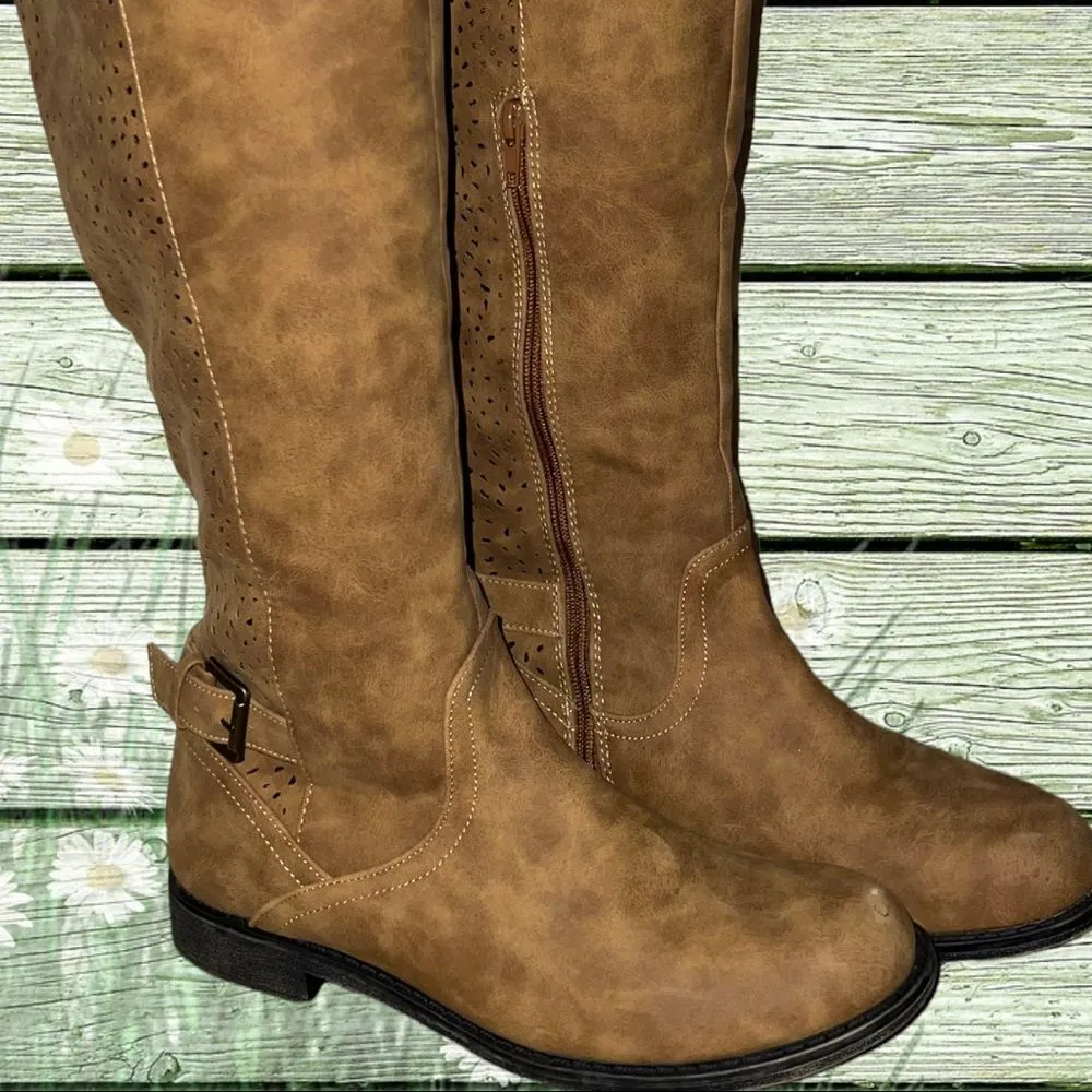 Just Fab camel colored faux suede side zip boots! - Image 6