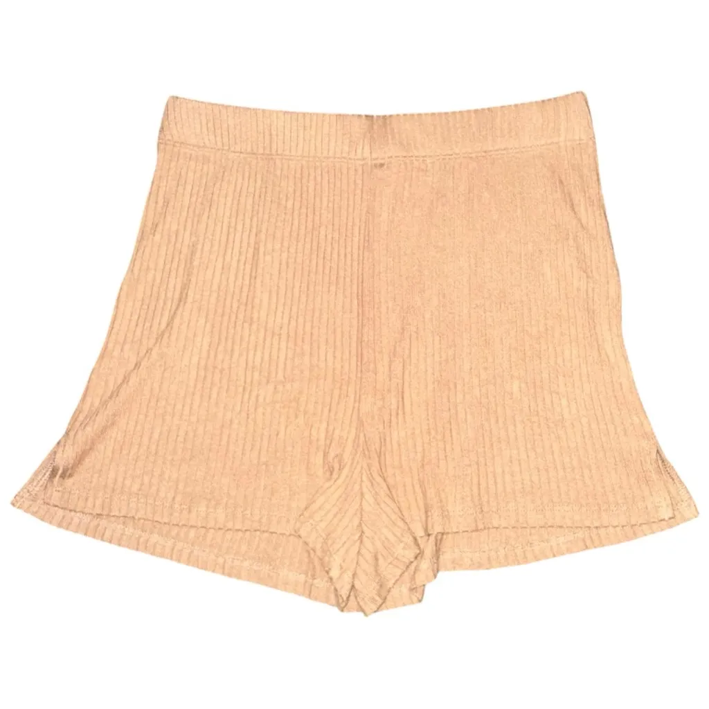 Reformation Jeans Size S Marble Tan 2 Two Piece Ribbed Wesley T-Shirt Short Set - Image 4