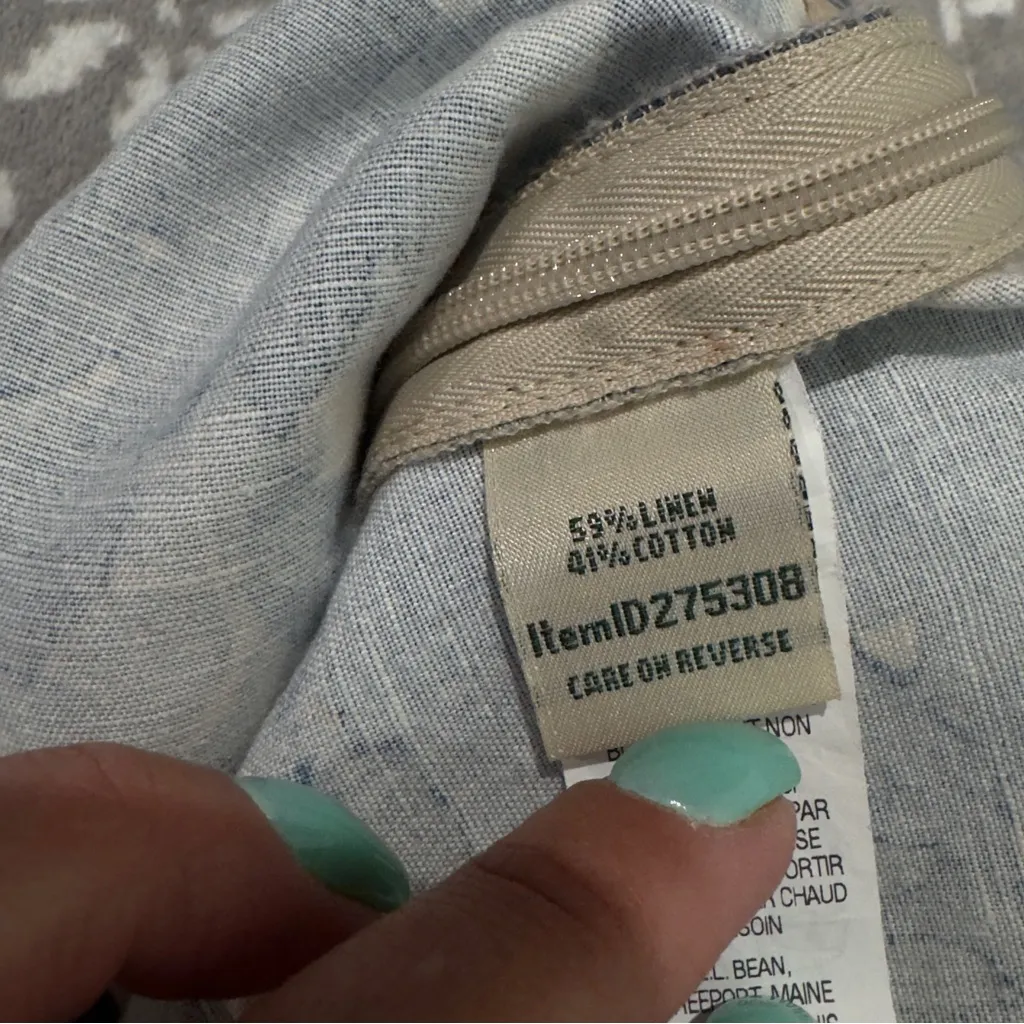 L.L. Bean Regular Fit Linen Cotton Blend‎ Skirt Size Large Blue - Image 6