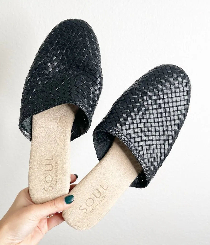 Naturalizer Soul Black Woven Leather Mules Slip‎ On Shoes Size 10 - Image 1