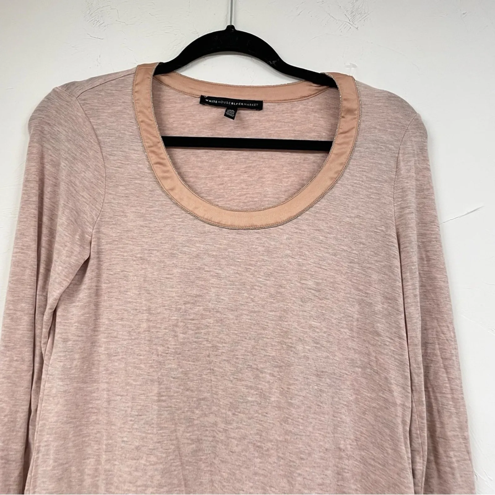 White House Black Market Ball & Chain Long Sleeve Blouse XS Layered Peach Shirt - Image 2