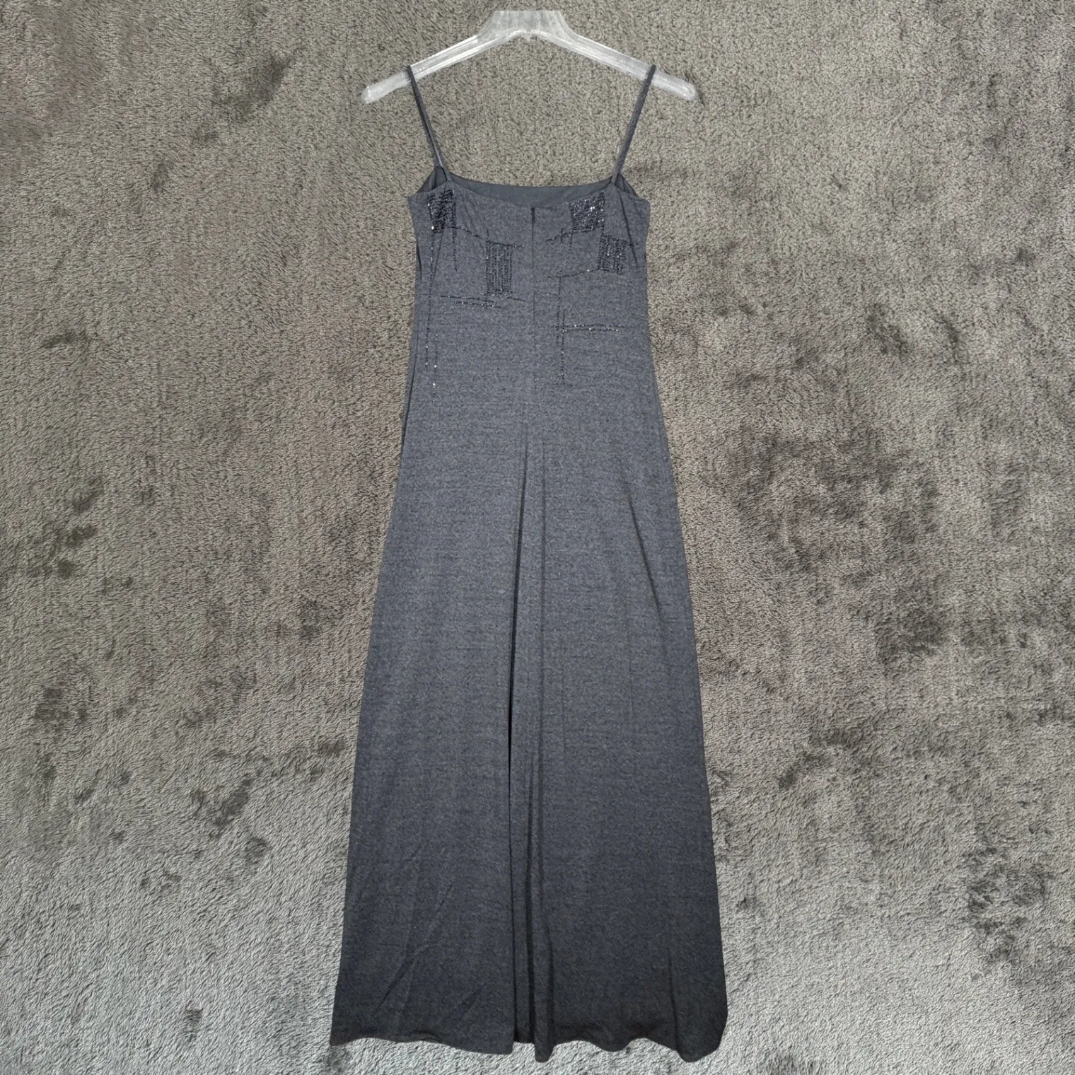 David Meister Maxi Dress Womens 6 Gray Beaded Casual Cocktail‎ Evening Party - Image 3