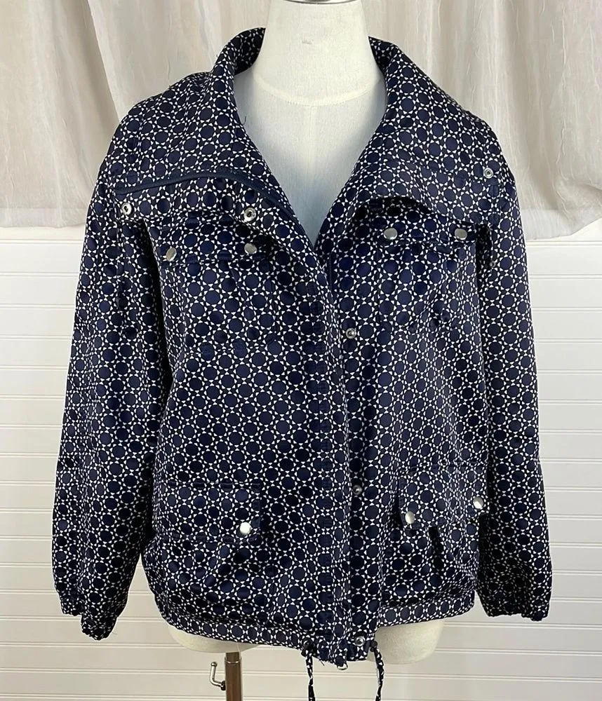 Bianca Nygard Weekend Women's Windbreaker Raincoat Jacket Funnel Collar 16 Navy Blue - Image 1