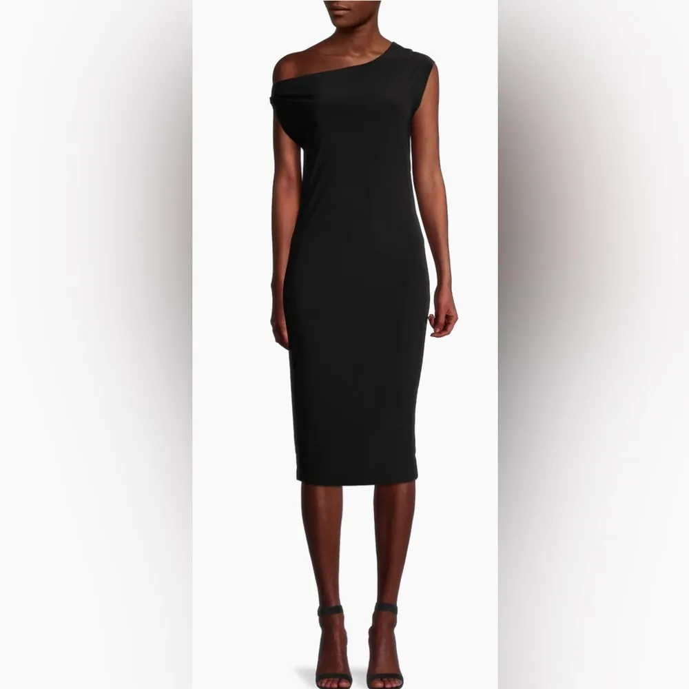 Norma Kamali Drop Shoulder Sheath Dress, black, stretchy jersey, size S - Image 10