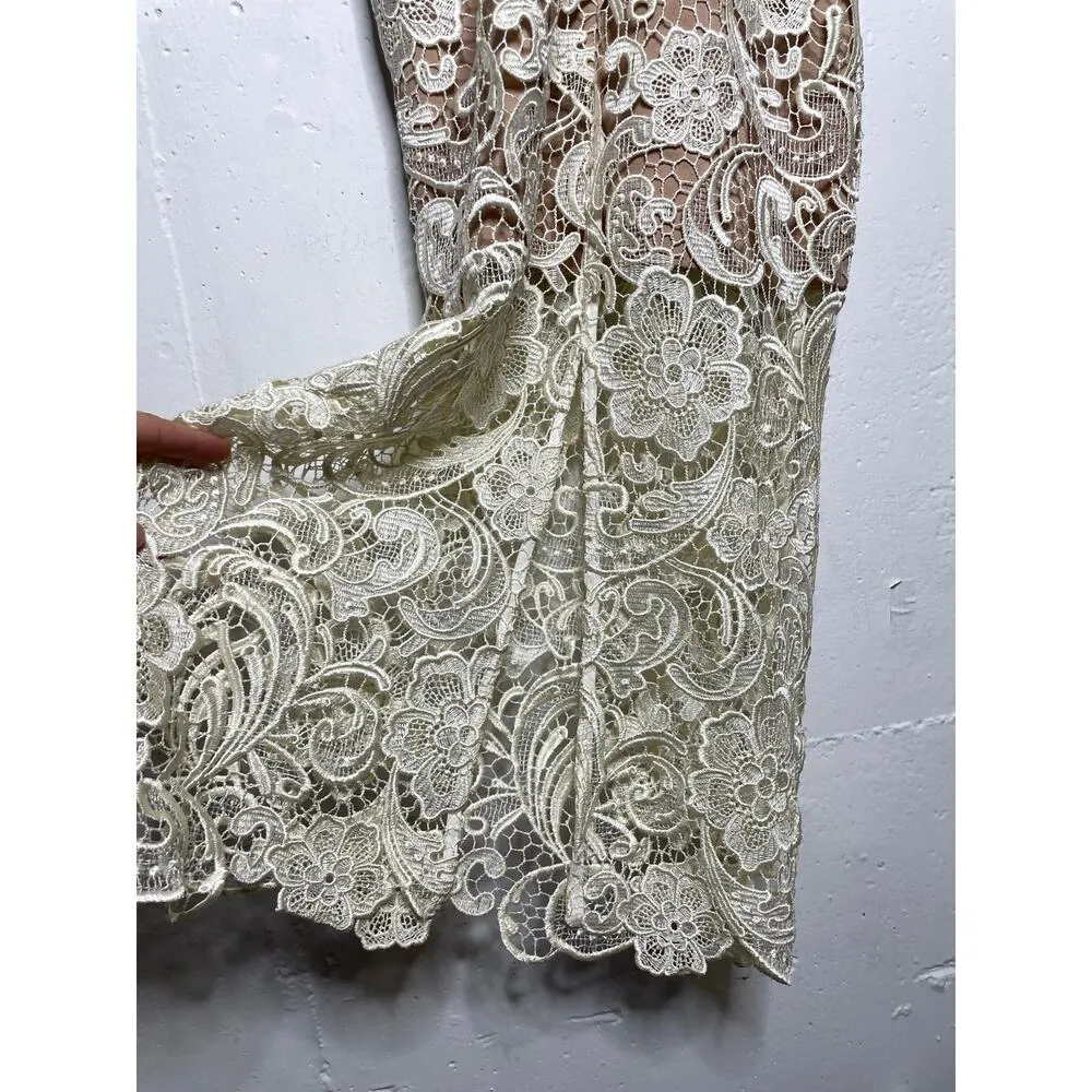 NEW Dress the Population Marie Lace Midi Dress Size XS White Ivory Cream - Image 7