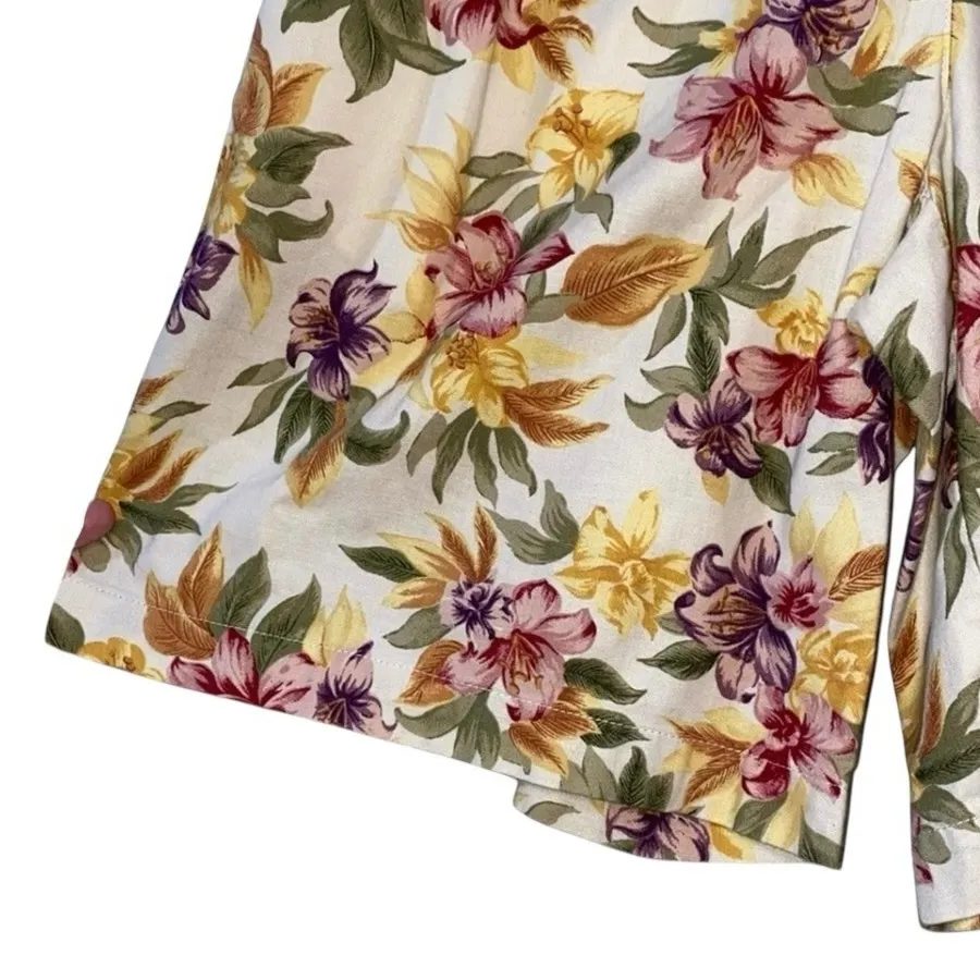 Vintage Liz Golf Floral Culotte Shorts Women’s 24” High Waist Cottagecore Gold - Image 2