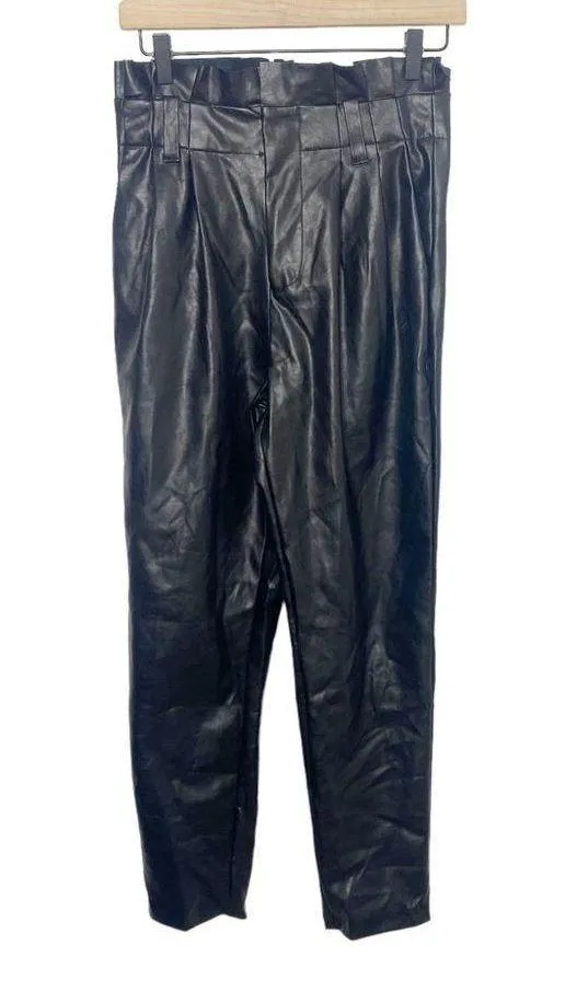 Do+Be black faux leather pants pleated high waisted small EUC - Image 2