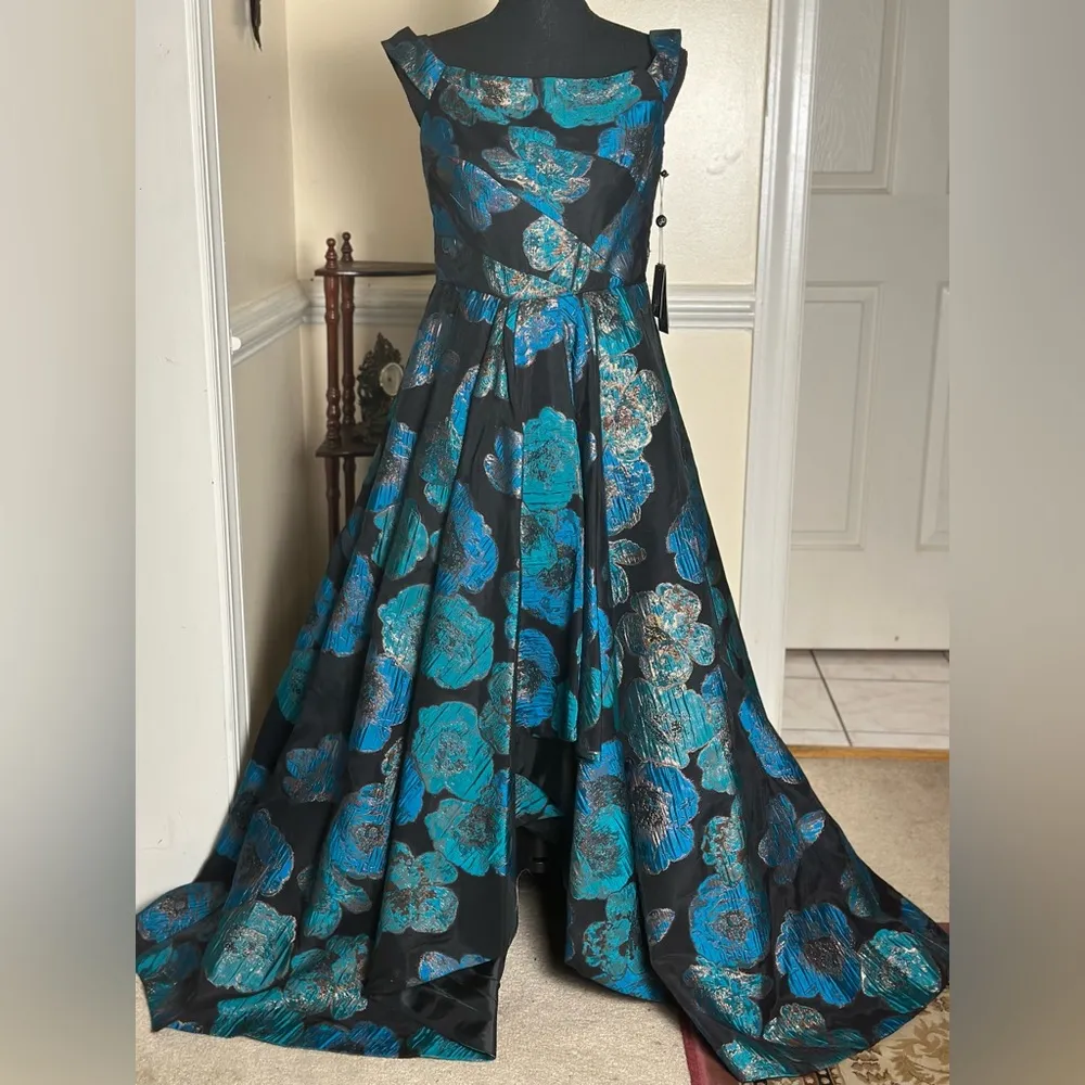 Draped Organza Jacquard Gown - Image 3