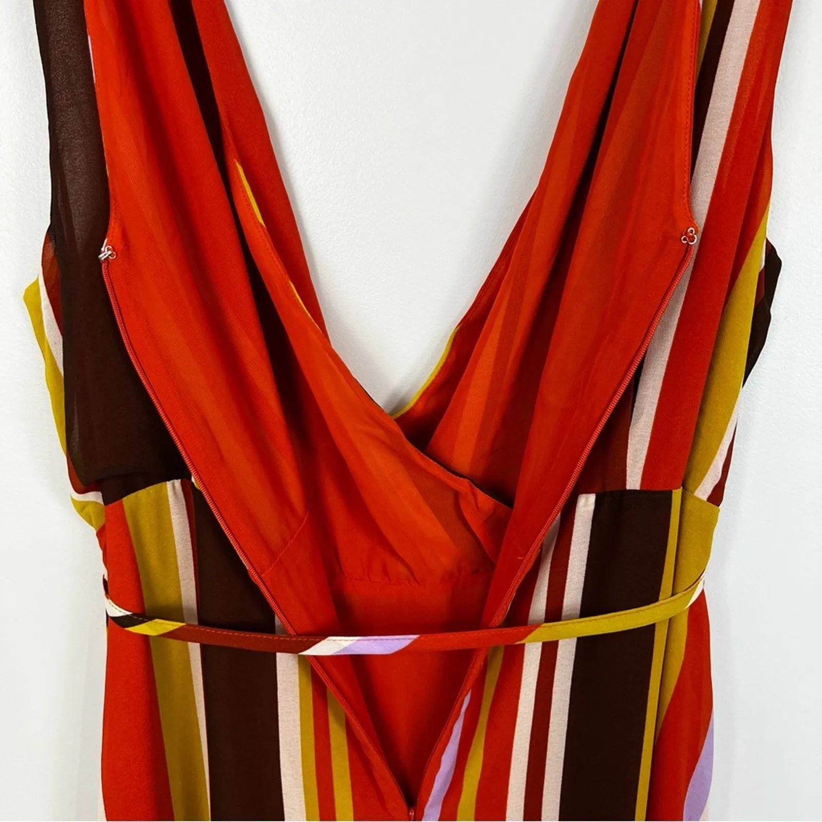 Forever21 Retro Striped Double V neck Candy-cane Stripe Maxi Dress Size 2X NEW - Image 9