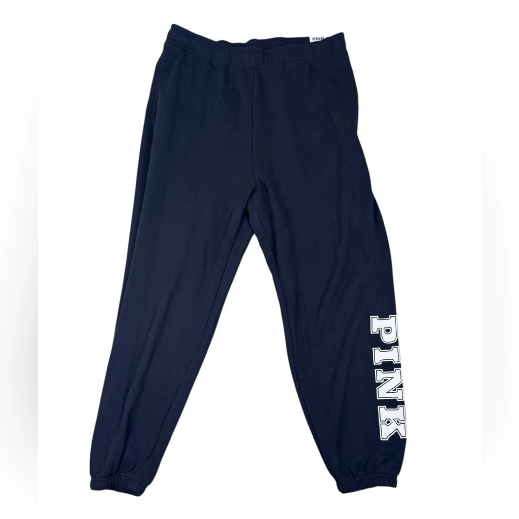 NWT PINK Victoria's Secret Ivy Fleece Campus Black Relaxed Sweatpant Sweatshirt - Image 4