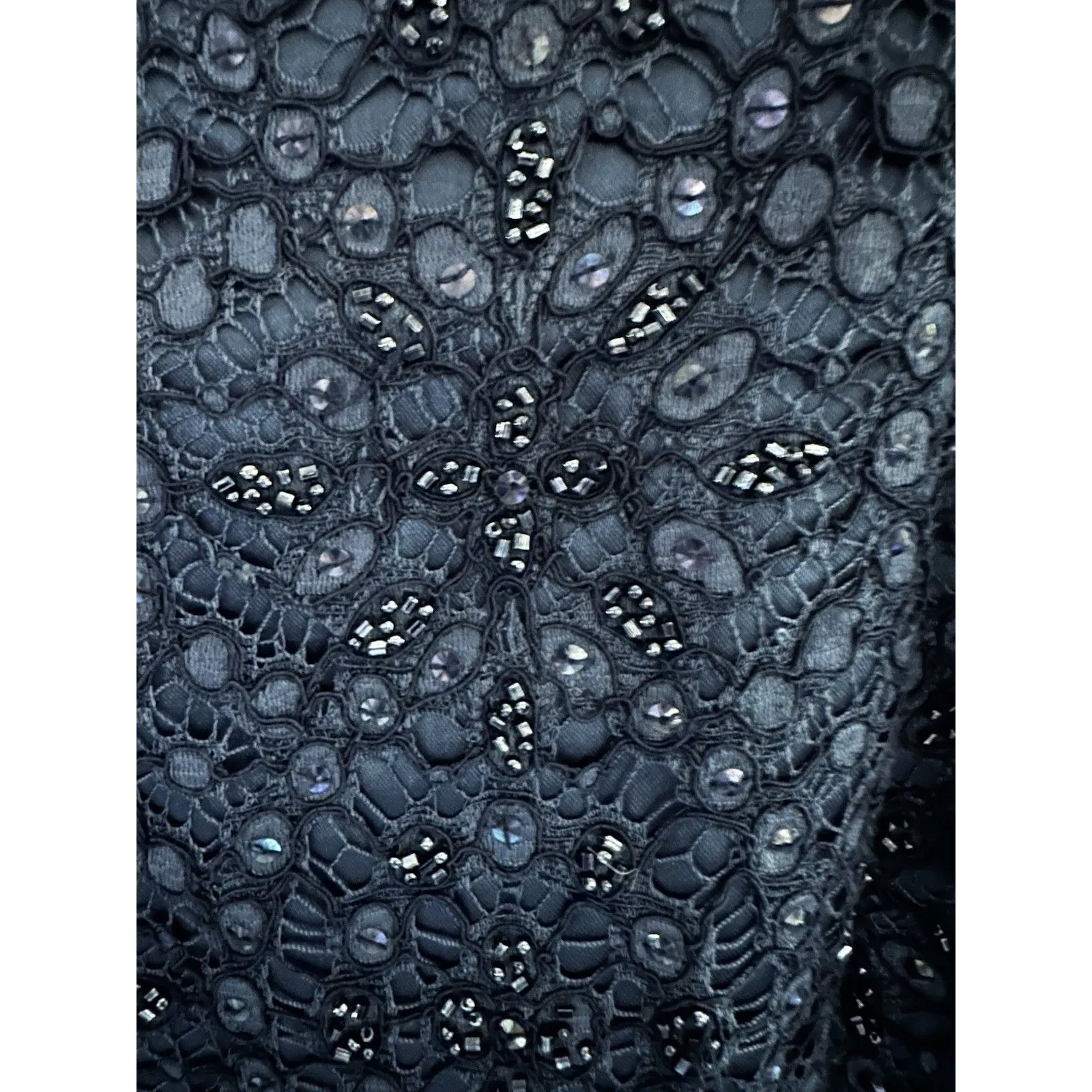 CARMEN MARC VALVO SIGNATURE Blue Beaded Embroidered Midi Cocktail Dress Sz. 10? - Image 6