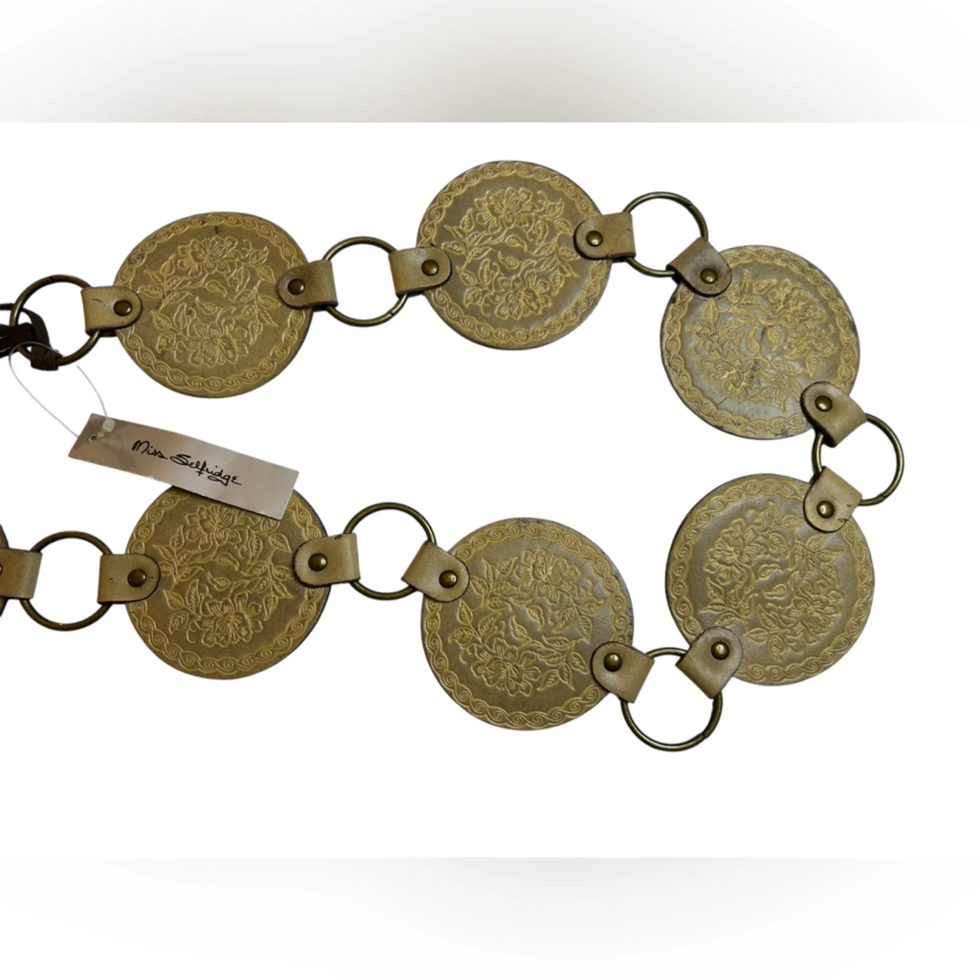 NWT Vintage Miss Selfridge Light Brown Western Style Circle Loop Belt - Image 2