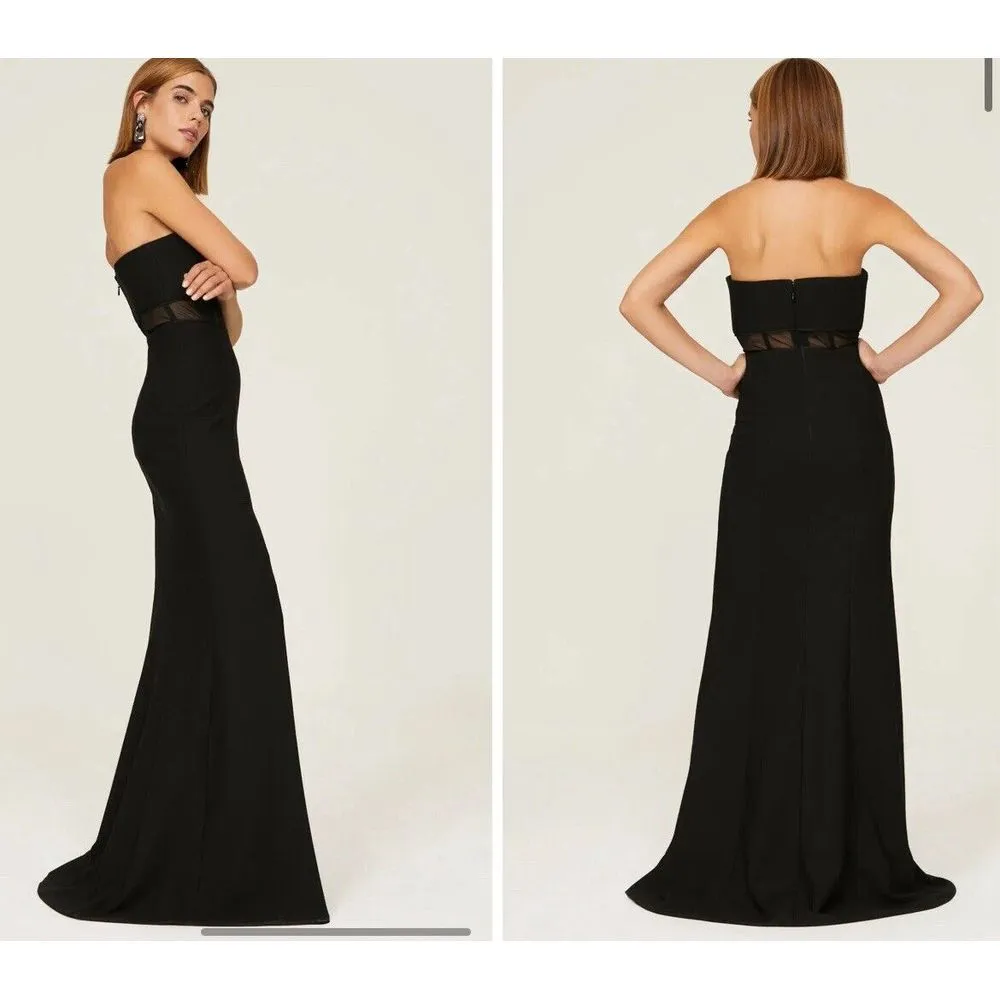 Cinq à Sept $695 Silk Designer Annalie Gown Leg Slit Cut Out Size 0 - Image 2