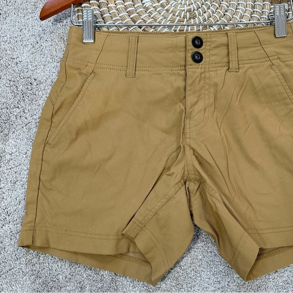 Prana Women’s Alana Short 5” Mid Rise Outdoor Hiking UPF 50+ Mustard Brown 4 - Image 3
