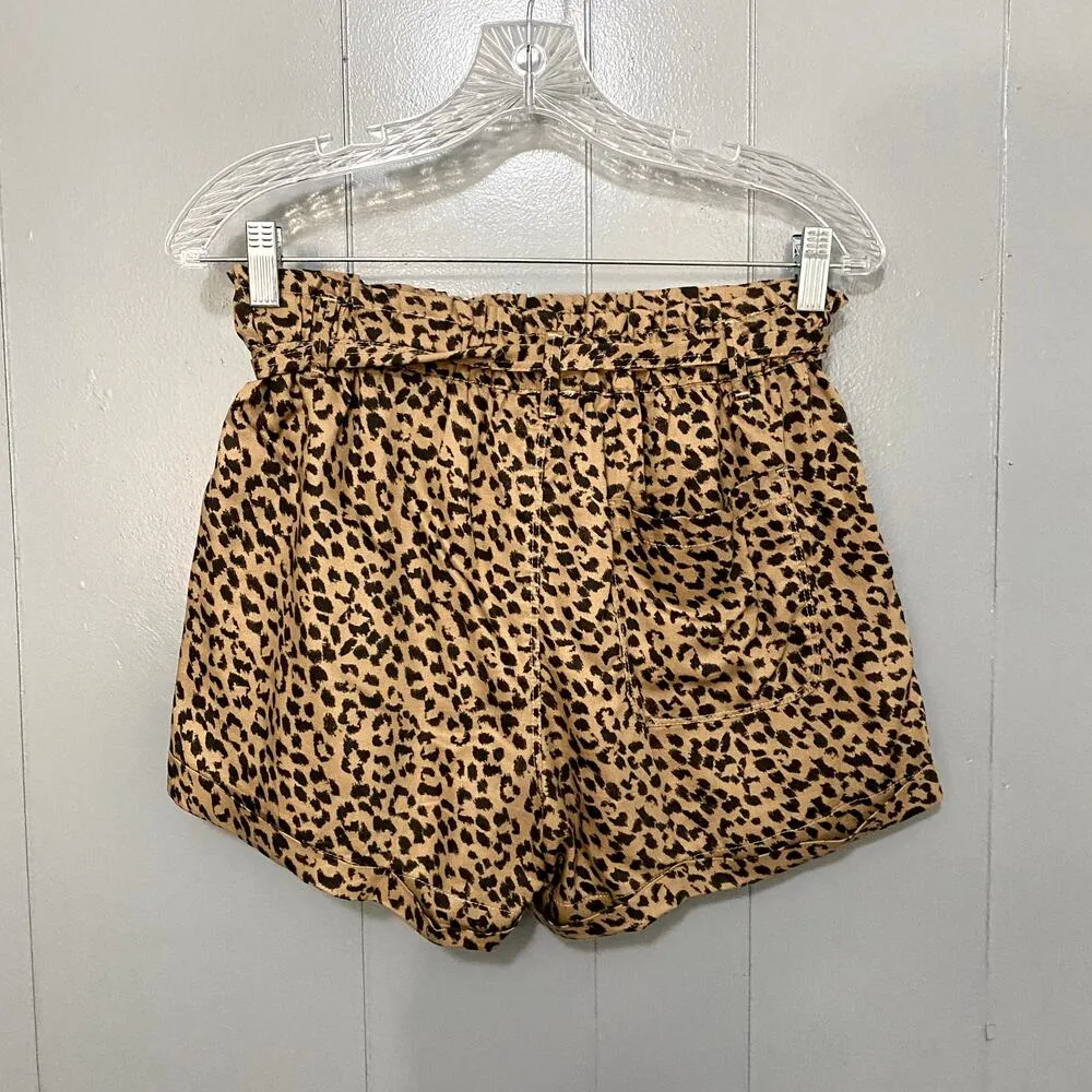Aerie Tan Leopard Print Camp Paper Waist Lyocell Pull-on Summer Beach Shorts S - Image 3