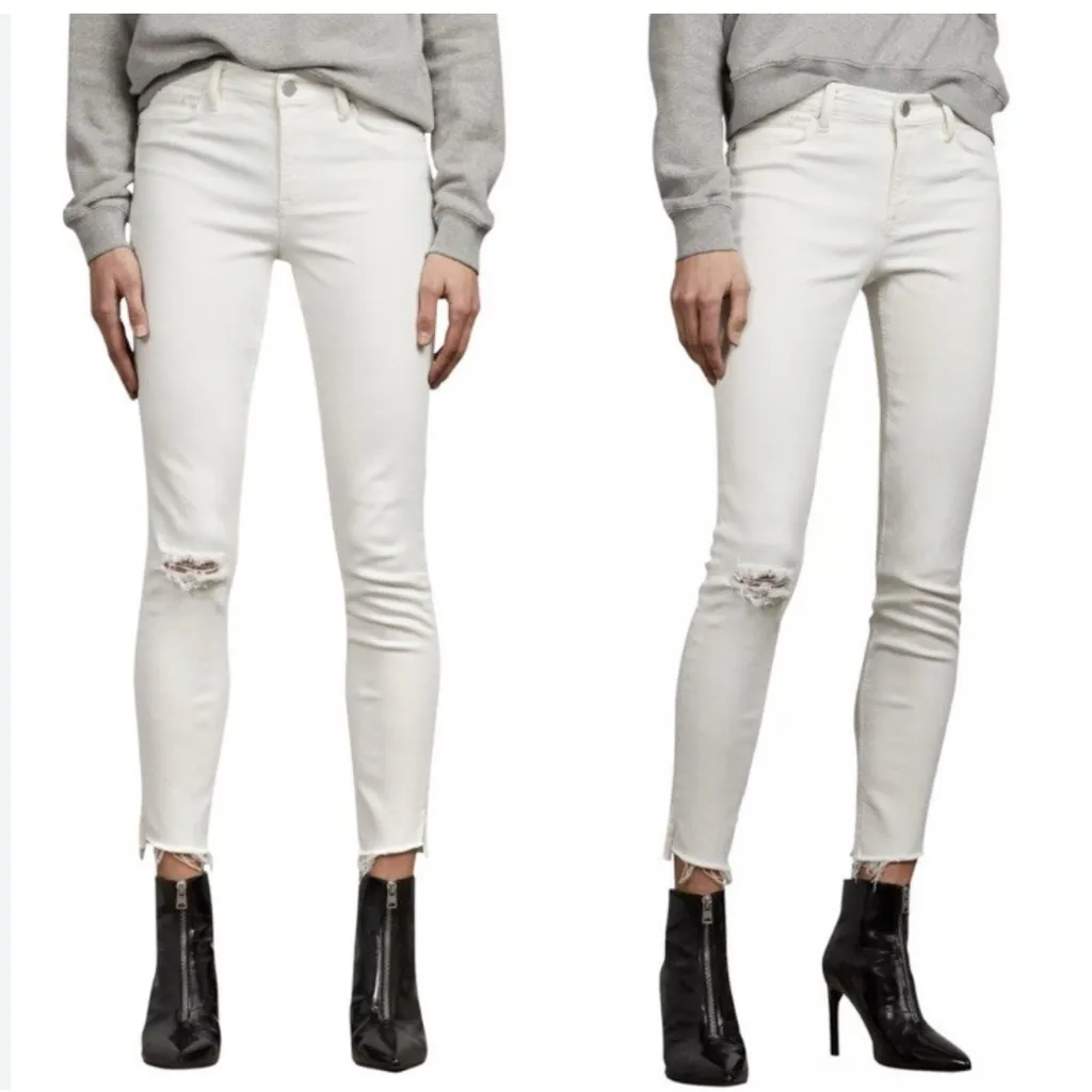 AllSaints Size 29 Grace Women's White Distressed Jeans. Preloved - Image 12