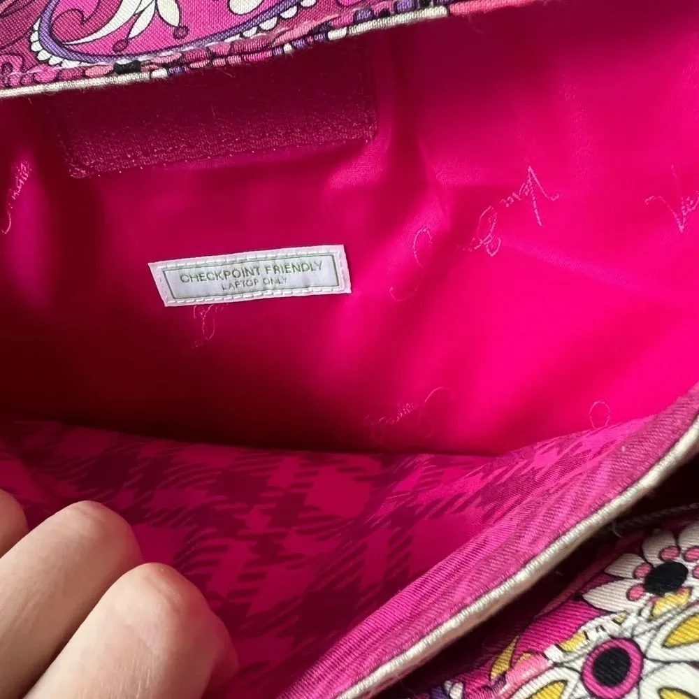 Vintage Vera Bradley Laptop Tote Bag Paisley Plaid case travel quilted pockets - Image 8