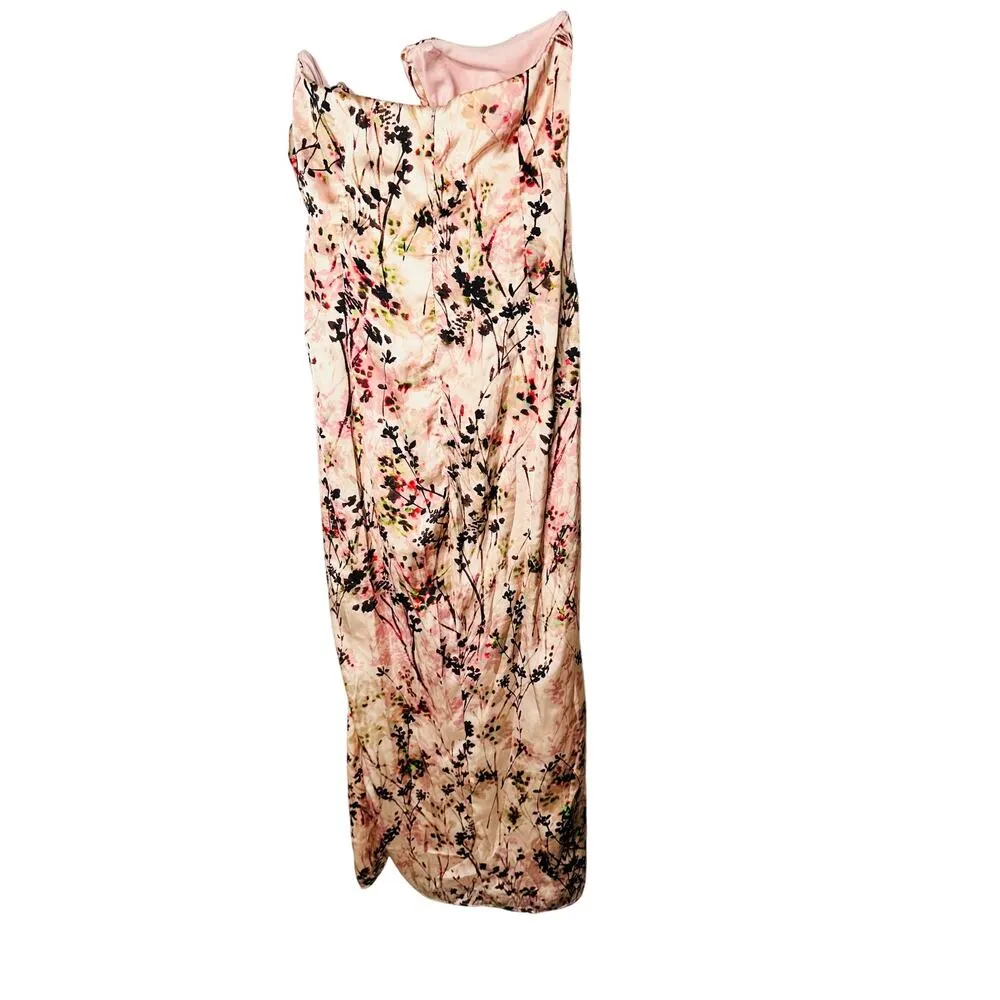 KATIE MAY Pink Floral Strapless Sleeveless Come On Home Midi Dress Size 0 - Image 6