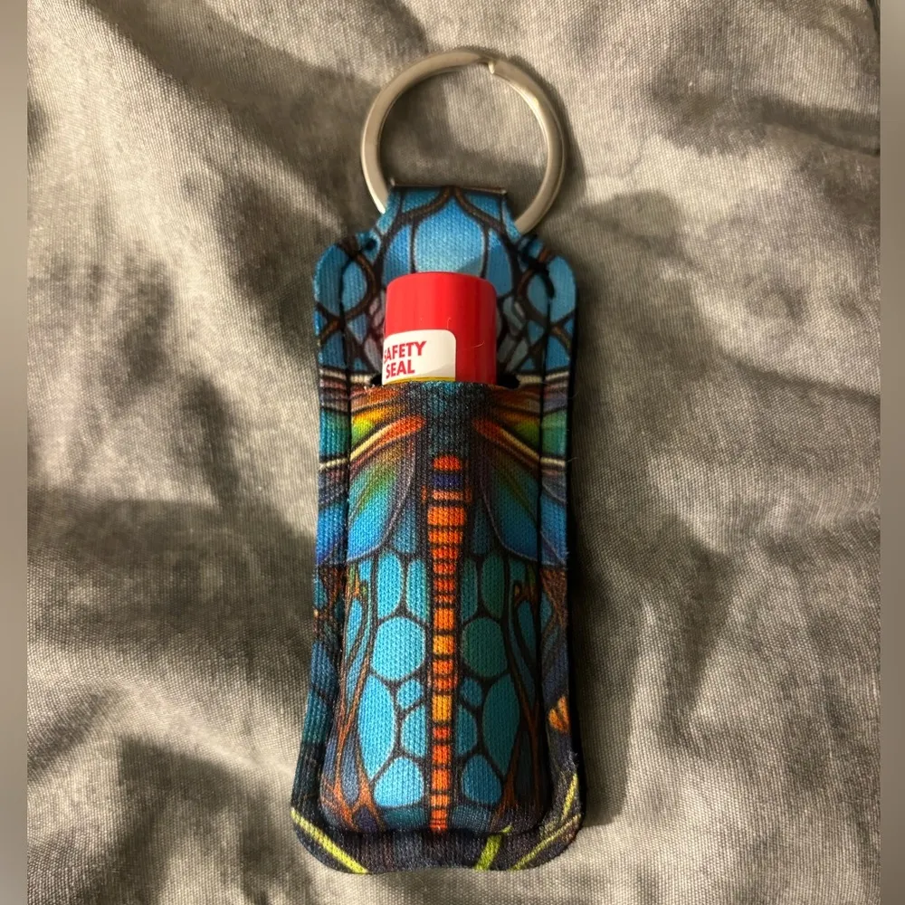 NWOT dragonfly lip balm/lipstick holder key chain Blue - Image 8