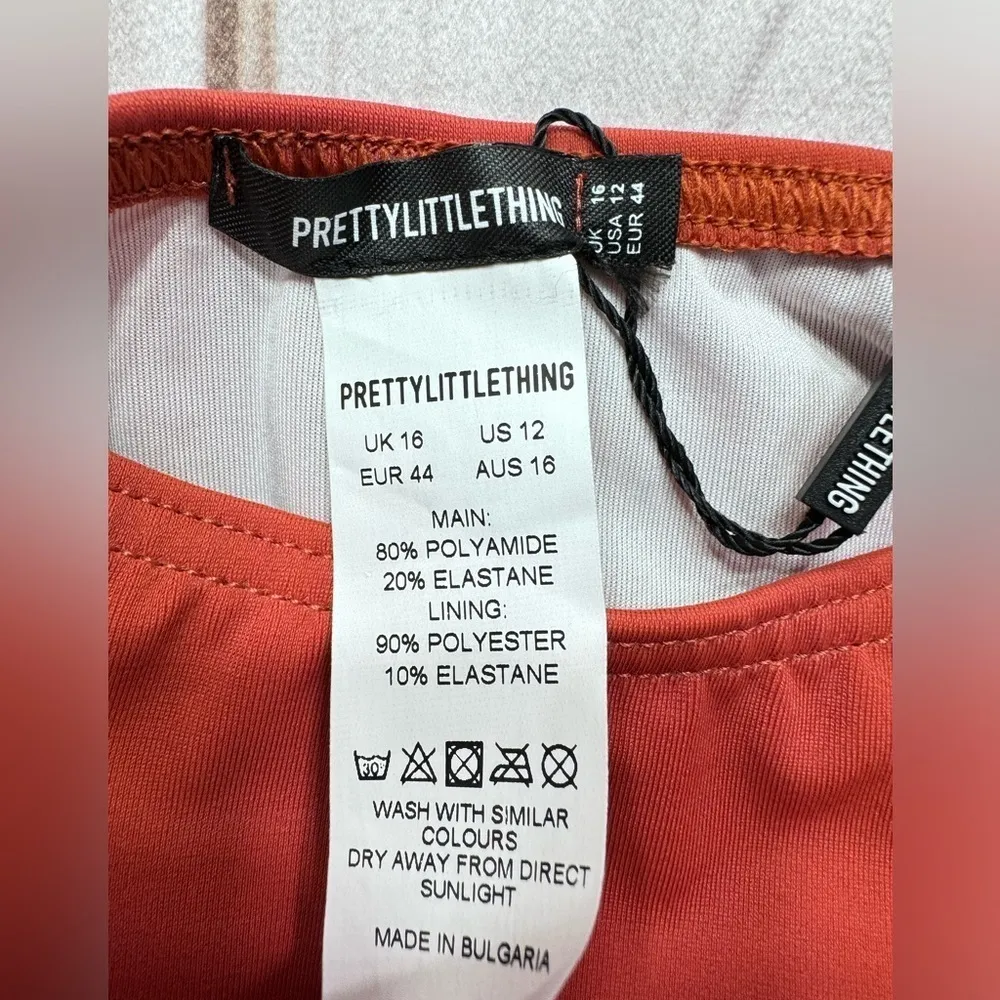 PrettyLittleThing Rust Orange Zip FrontCut Out One Piece Swimsuit Bathing Suit - Image 13