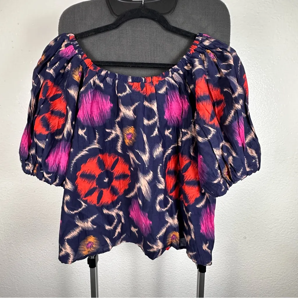 Velvet Floral Off-Shoulder Blouse - Pink and Red - Image 3