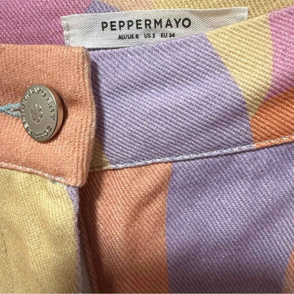 Peppermayo Pastel Abstract Pants 70s Y2K Flare Leg - Image 7