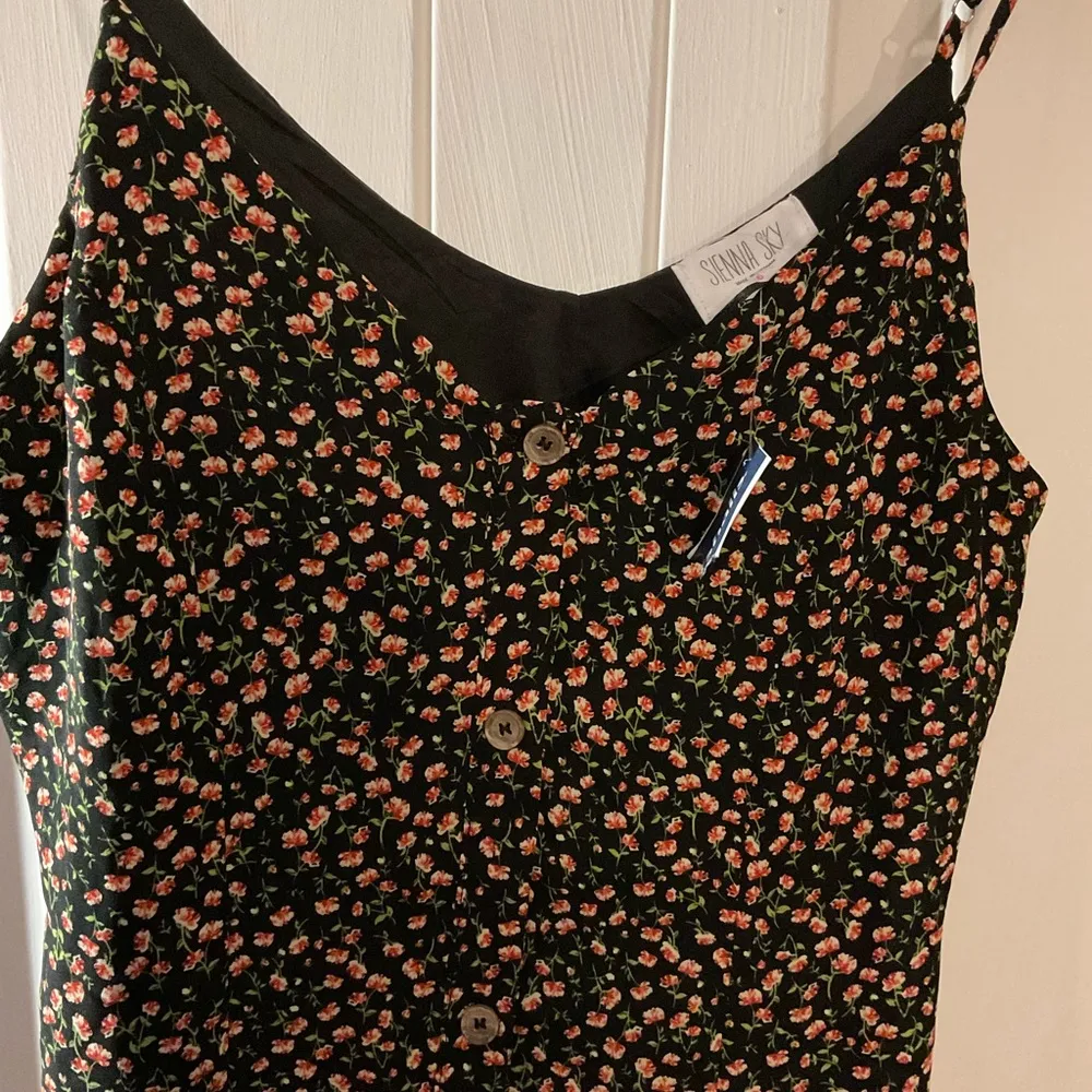 Sienna Sky Womens Dress Small Floral Pink Rose V Neck Adjustable Straps Lined - Image 5