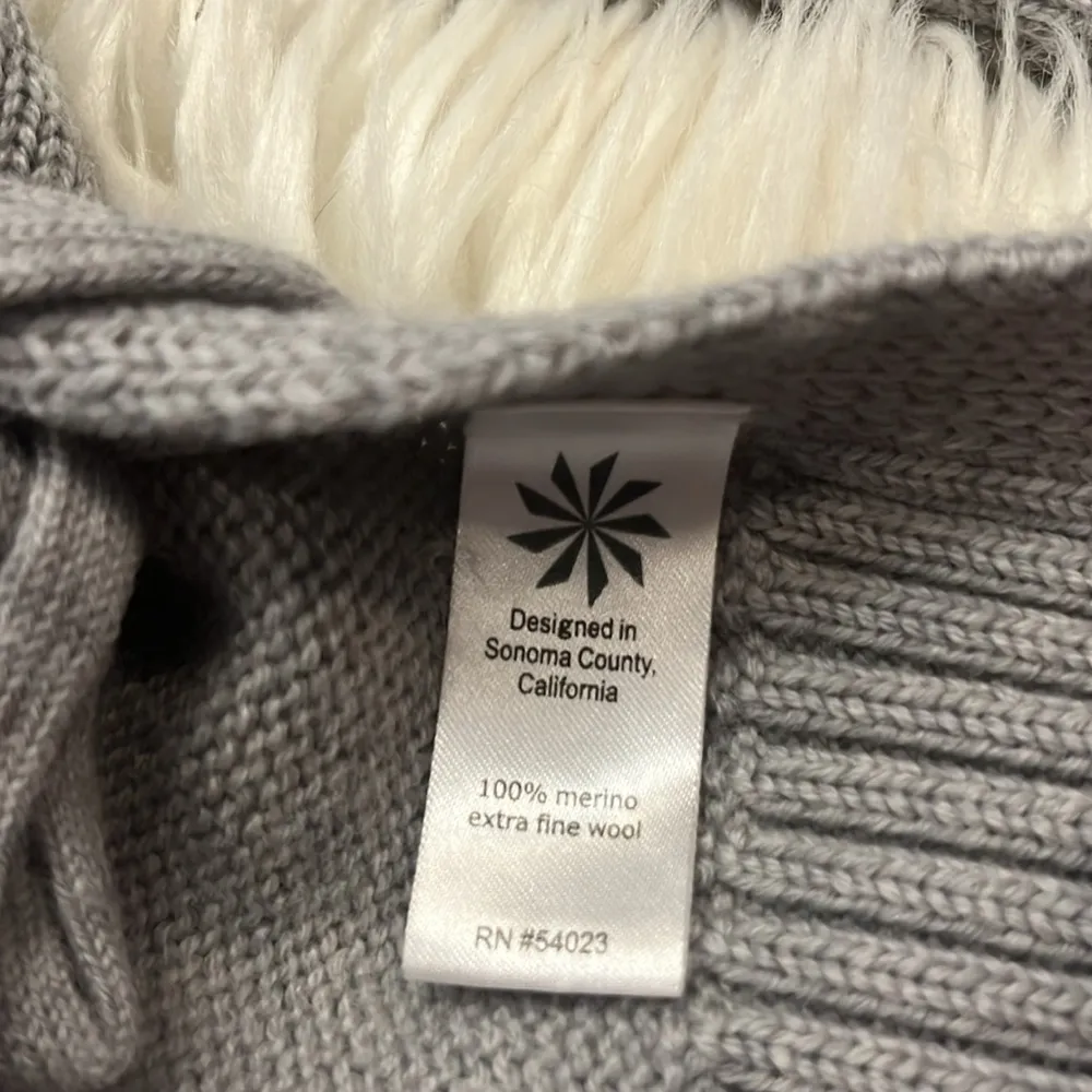 Athleta  Nopa merino wool side lace up sweater light gray S - Image 6