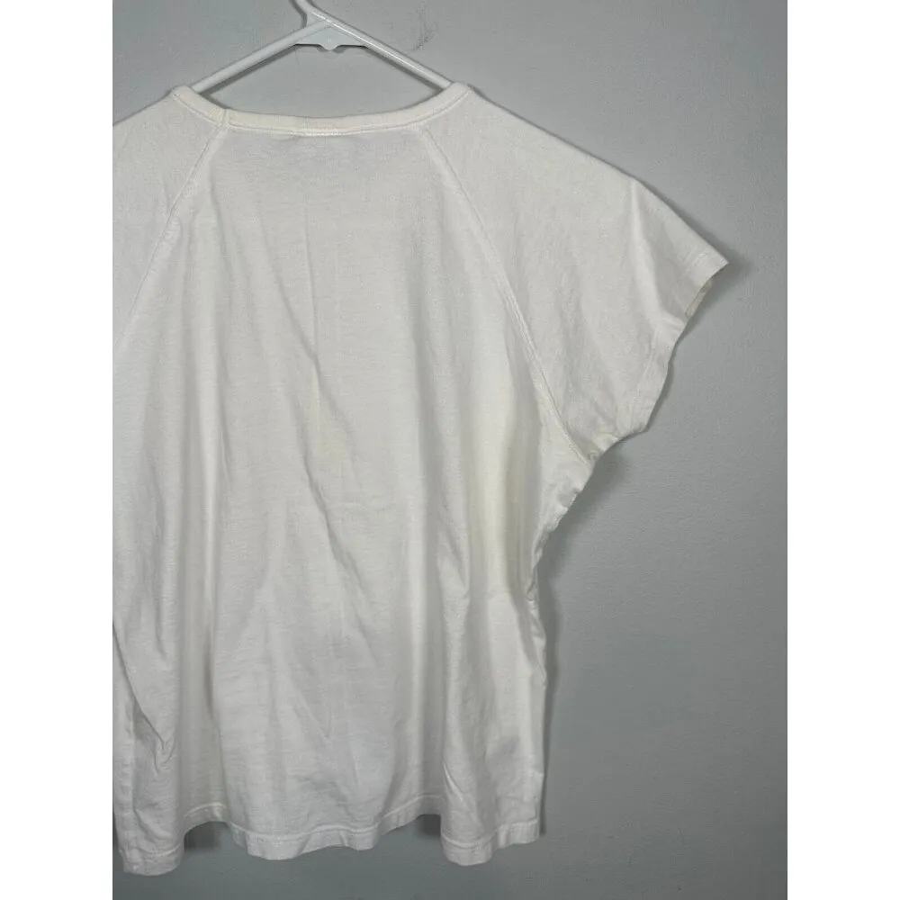 Vintage Calvin Klein Jeans Large Womens Top T-shirt Embroidered Logo White 90s - Image 7