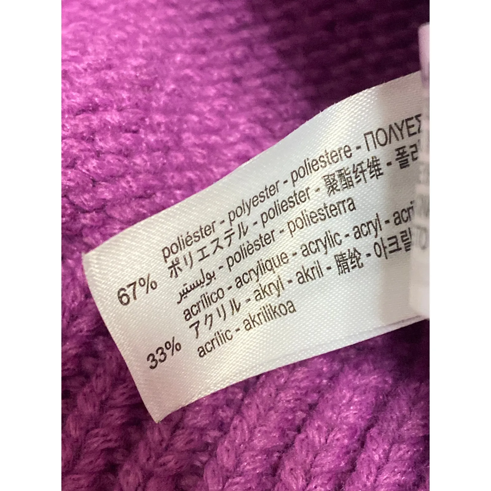 Zara Purple Pink Chunky Knit Asymmetric Collar Button Long Sleeve Crop Sweater S - Image 5