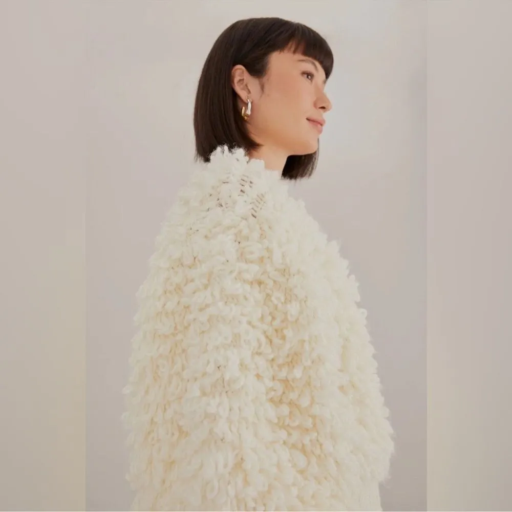 NWT Farm Rio Off White Textured Loopy V-Neck Cardigan Size XS - Image 2