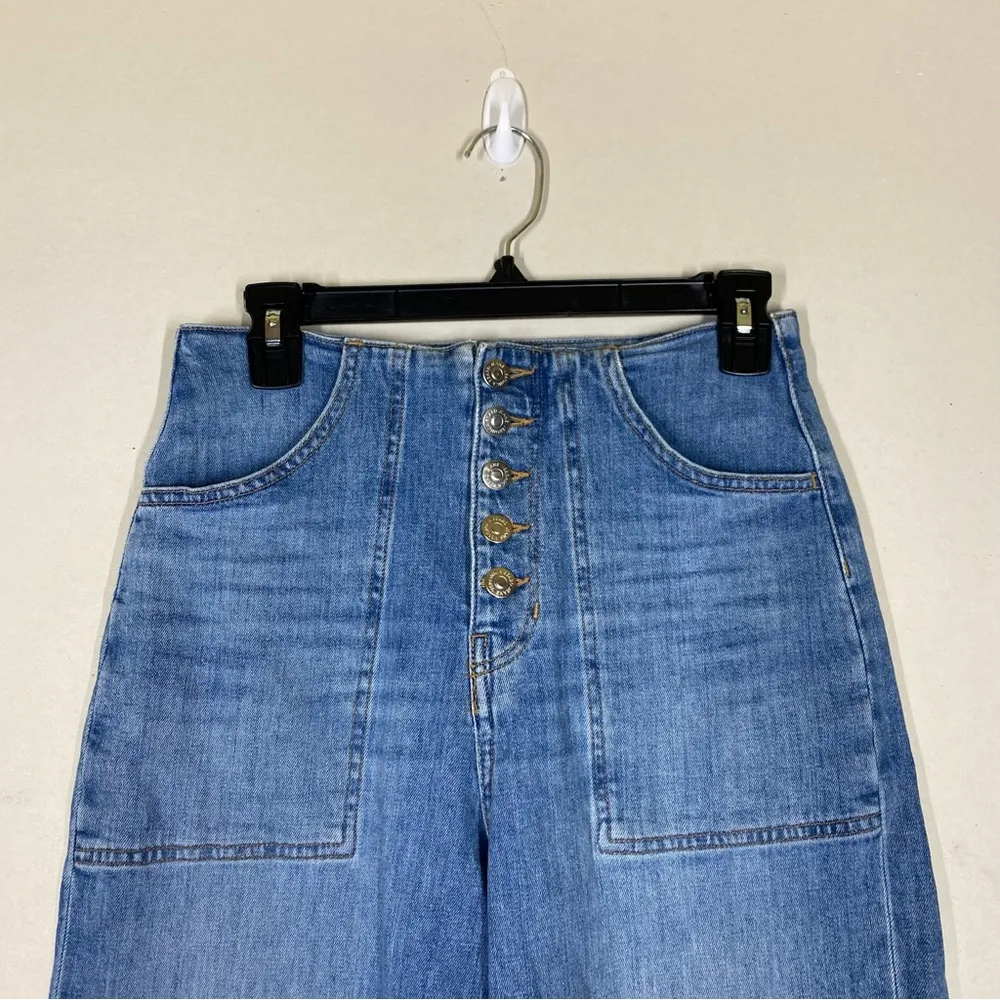 Veronica Beard Button Fly Crosbie Wide Leg Crop Jean Size 27 - Image 5