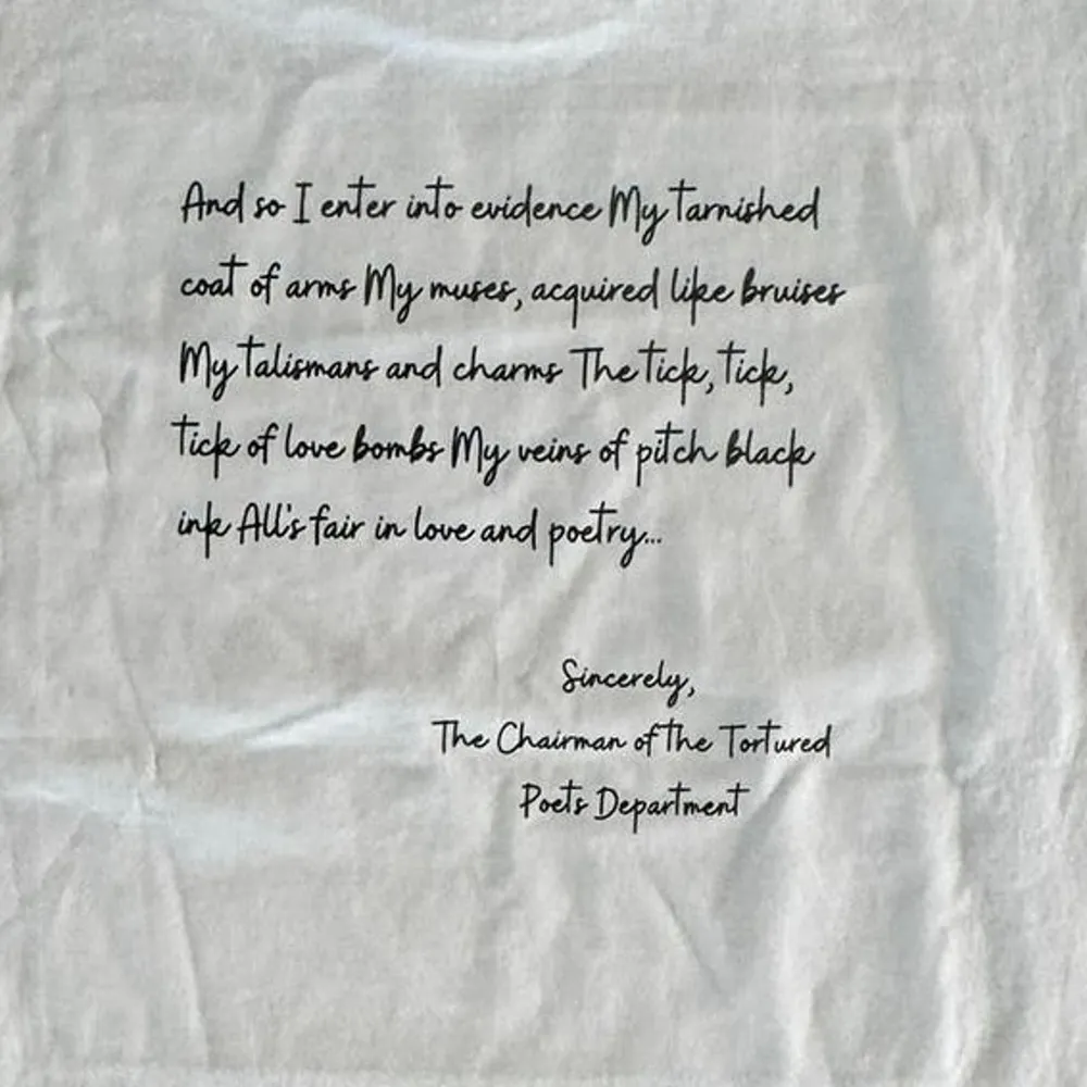 Tortured Poets Department TTPD Song Names White Womens Large T-Shirt - Image 4