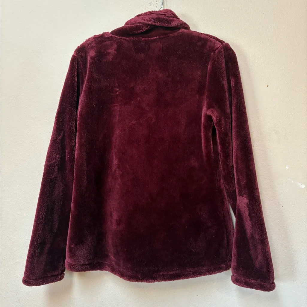 32 Heat Faux Fur Jacket Burgundy Plush Zip Up Size Small - Image 2
